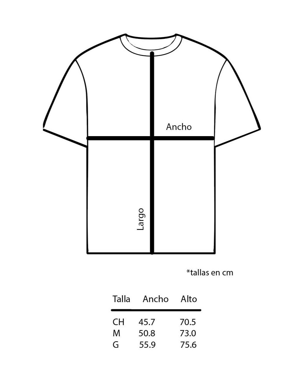 Diagrama de medidas de playeras para adulto