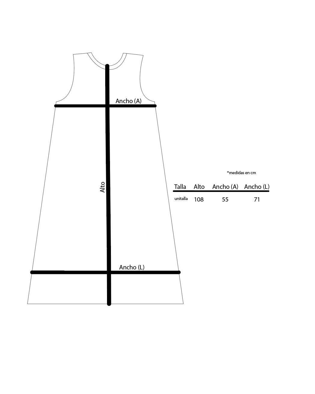 medidas vestido chicatana