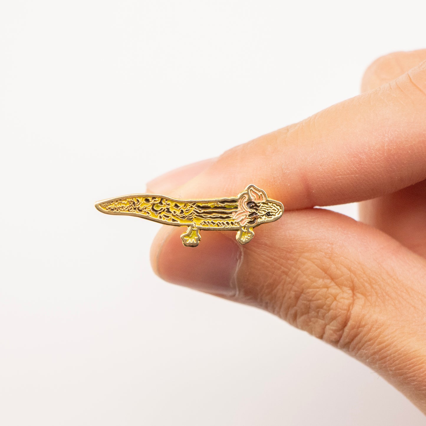 pin ajolote dorado mano