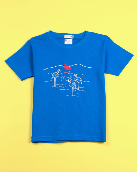 Playera flamingo azul frente